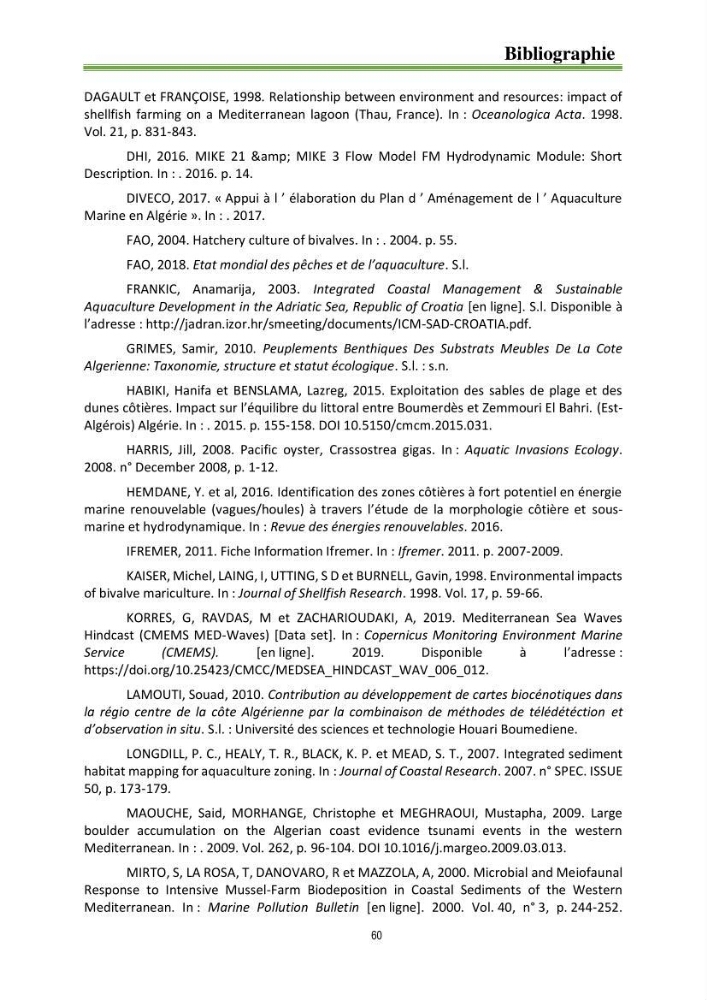 Identification des zones propices à héberger des filières conchylicoles par modélisation numérique et télédetection: