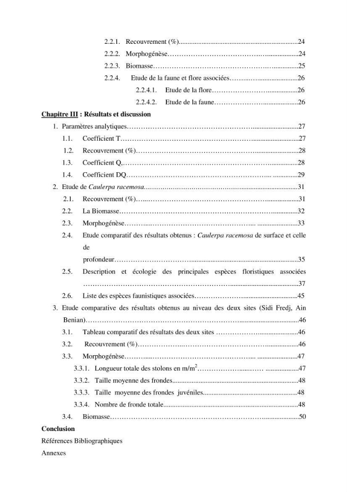 Etude d\'une chlorobionte caulerpale