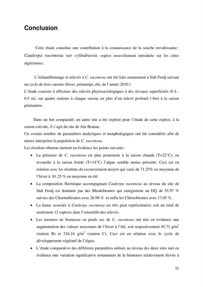 Etude d\'une chlorobionte caulerpale