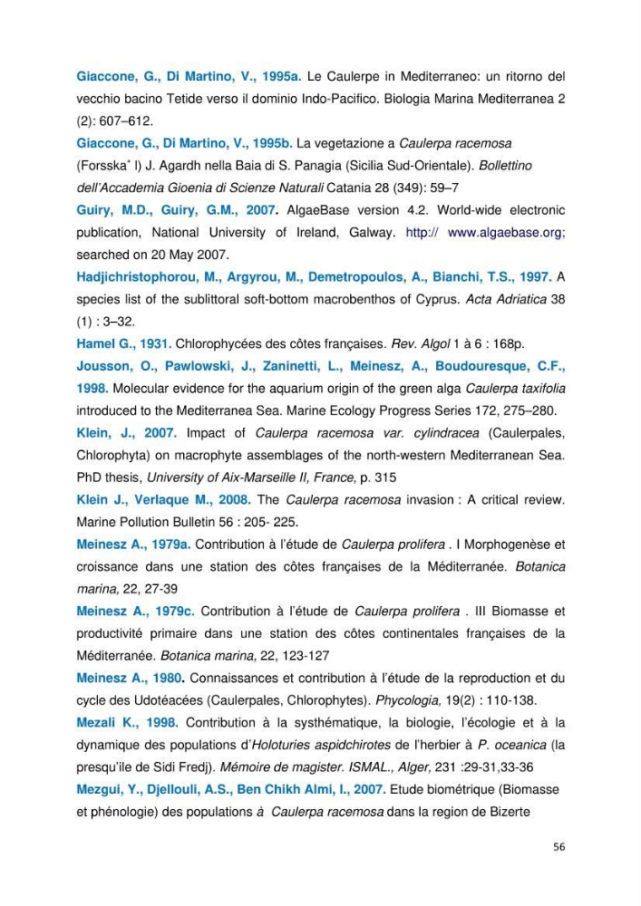 Etude d\'une chlorobionte caulerpale