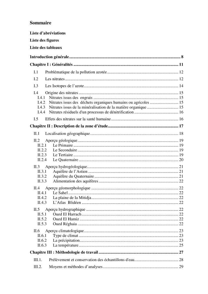 Etude de la pollution par les nitrates des eaux souterraines de la plaine de la mitidja Est en utilisant les techniques hydrochimiques et isotopiques