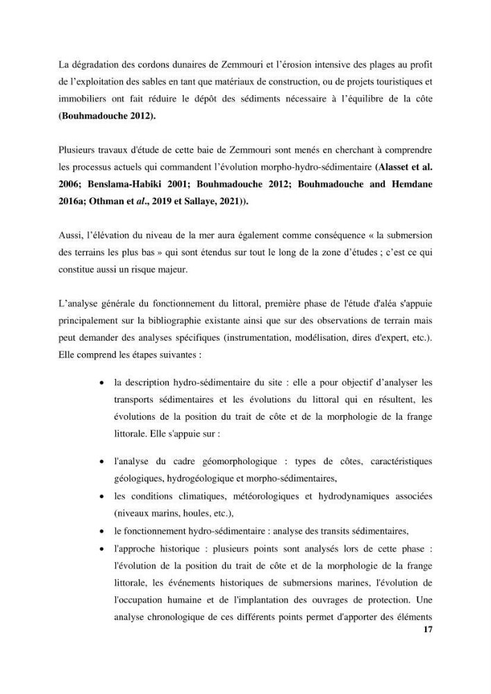 Vulnérabilités du littoral aux risques côtiers dans la baie de Zemmouri
