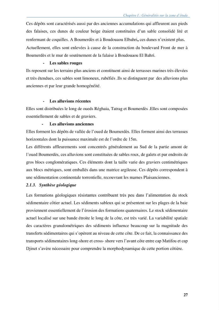 Vulnérabilités du littoral aux risques côtiers dans la baie de Zemmouri