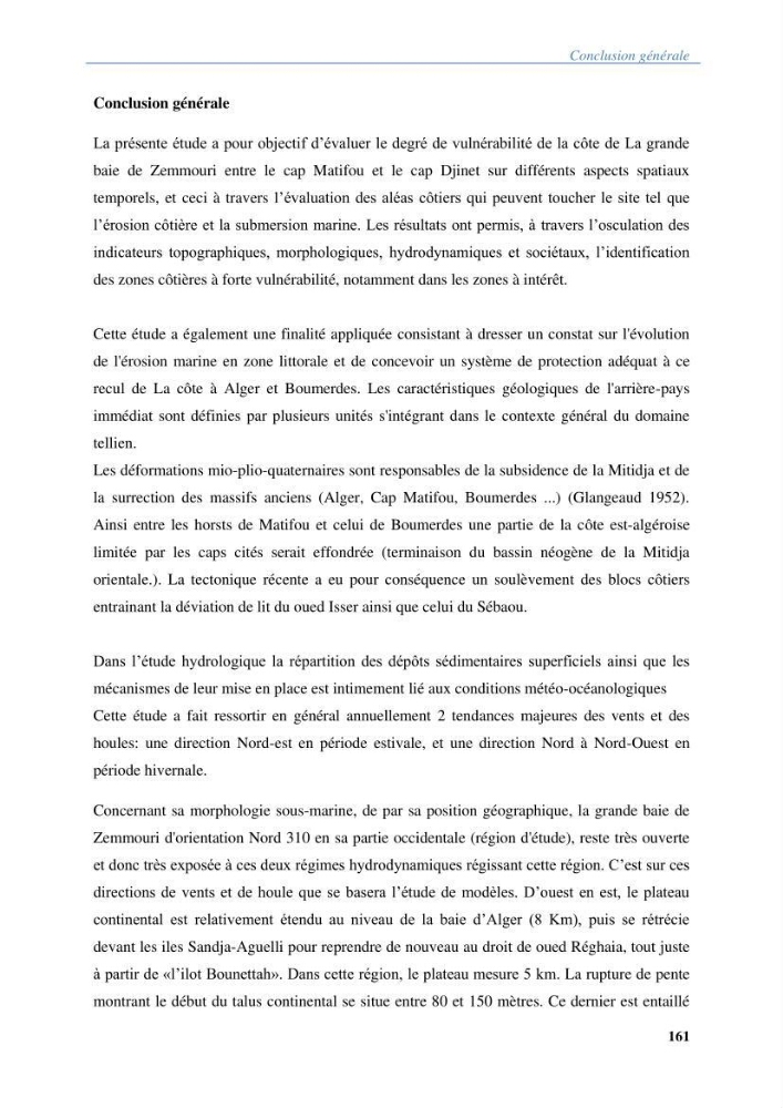 Vulnérabilités du littoral aux risques côtiers dans la baie de Zemmouri