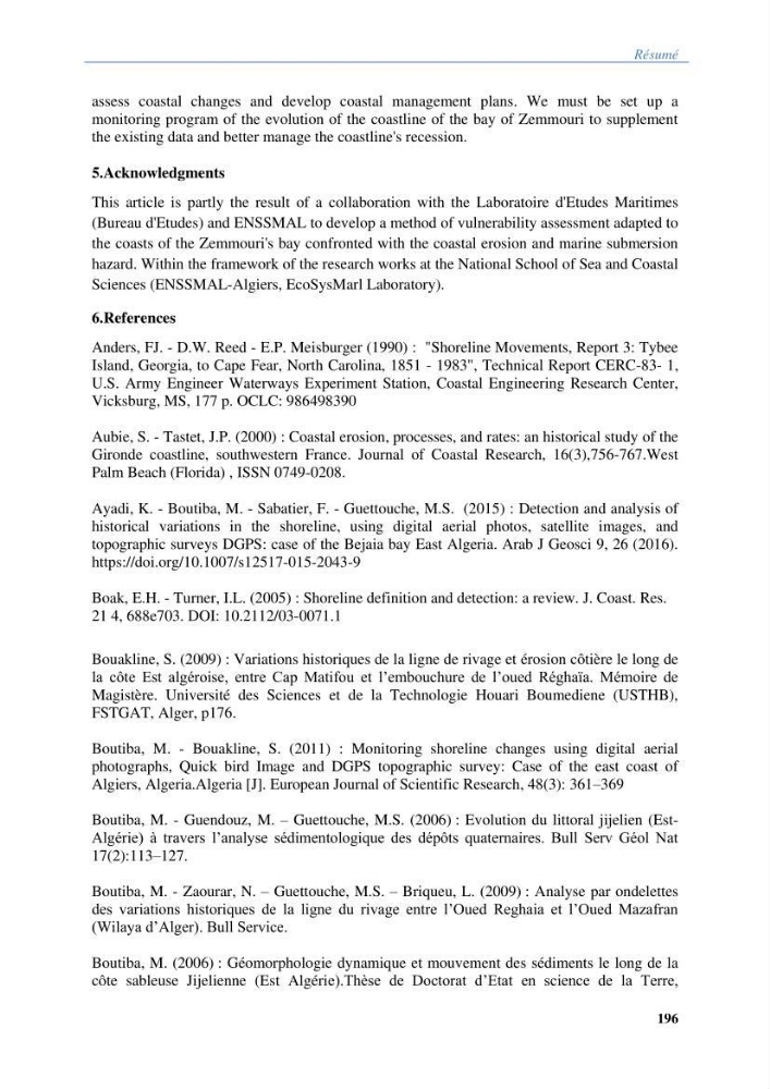 Vulnérabilités du littoral aux risques côtiers dans la baie de Zemmouri
