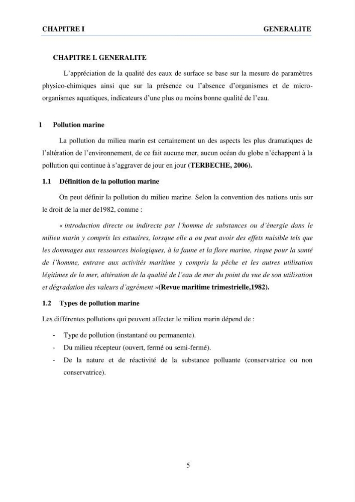 Qualité physico-chimique et bactériologique des eaux littorales : Ain Benian-Bab El Oued (Wilaya d’Alger)