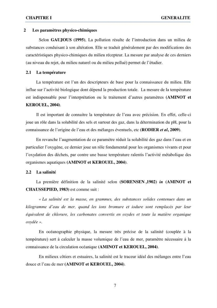 Qualité physico-chimique et bactériologique des eaux littorales : Ain Benian-Bab El Oued (Wilaya d’Alger)