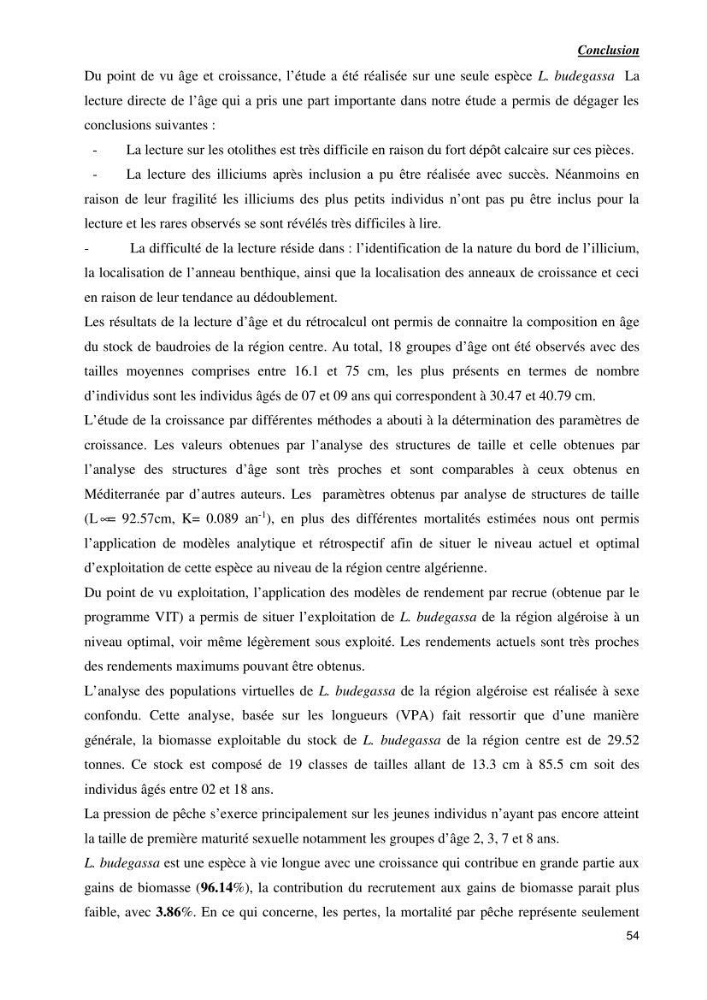 Contribution à la systématique des Lophiidae dans le bassin algerien,croissance et exploitation de la boudroie rouse Lophius budegassa ( Spinola,1807) de la région centre algérienne: