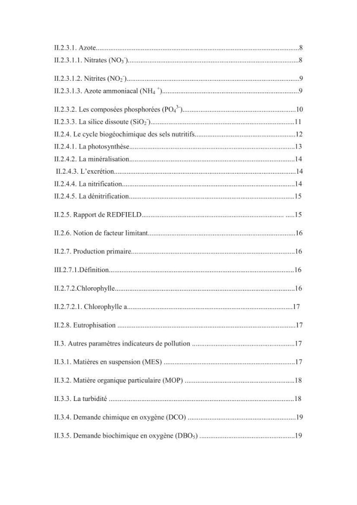 Les paramètres phtsico-chimiques et les sels nutritifs dans les eaux côtières algéroises (les baies d\'Alger, de Bou-Ismail et de Zemmouri)