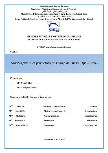 Aménagement et protection du rivage de Bir El djir-Oran: Aménagement et protection du rivage de Bir El djir-Oran: