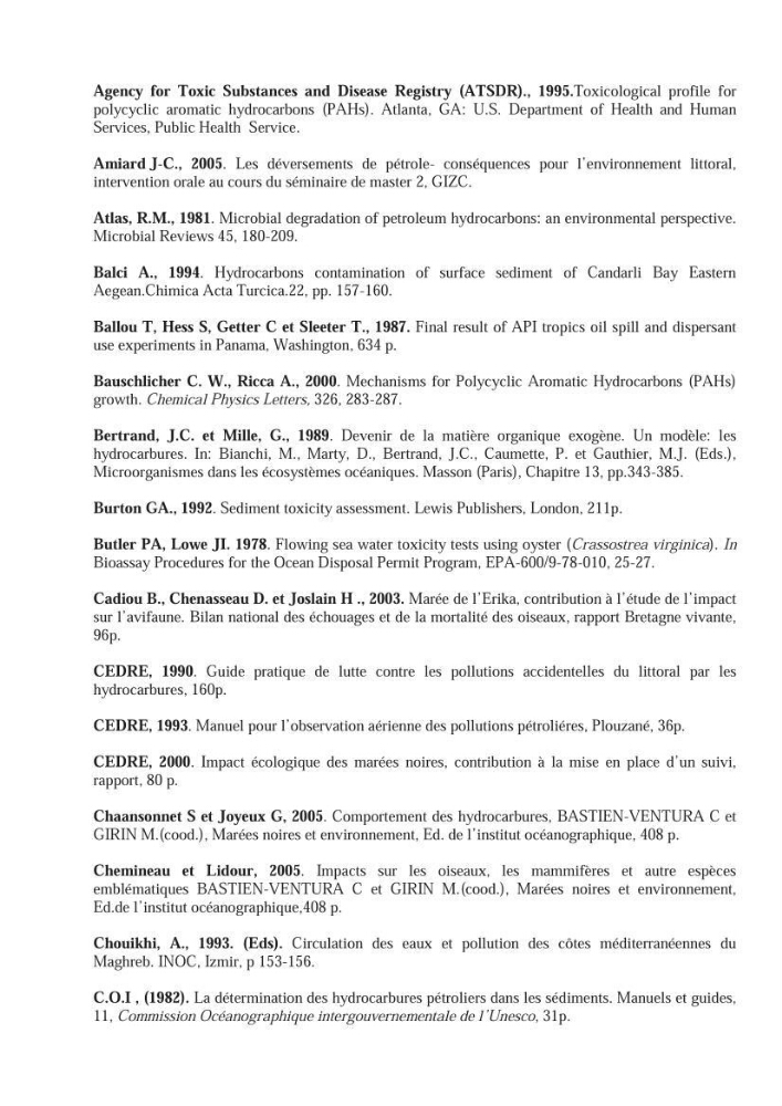 Les hydrocarbures poly aromatiques dans la baie de Bou-Ismail : surveillance et évolution de la contamination en fonction de la profondeur
