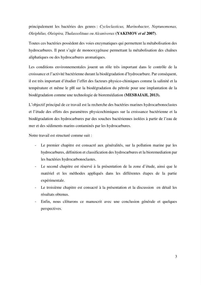 Les effets des paramètres physicochimiques sur l\'activité des bactéries marines hydrocarbonoclastes: