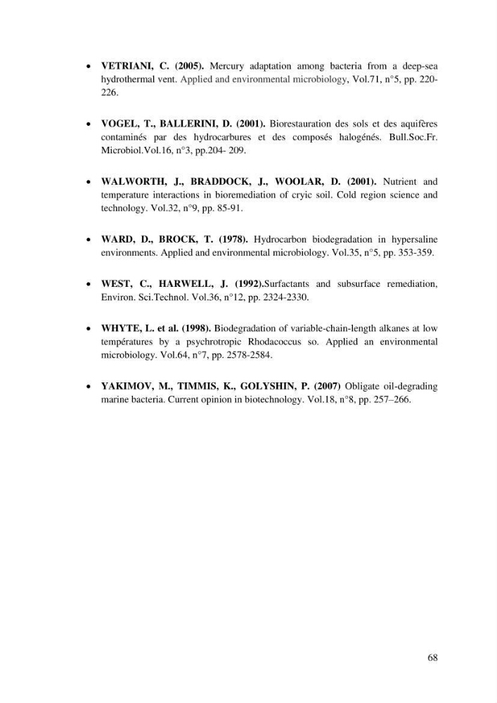 Les effets des paramètres physicochimiques sur l\'activité des bactéries marines hydrocarbonoclastes: