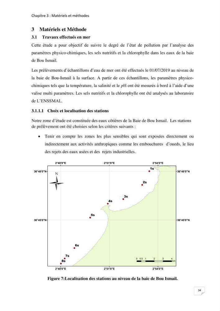 Suivi des paramètres physico-chimique et des sels nutritifs dans la baie de Bou Ismail:
