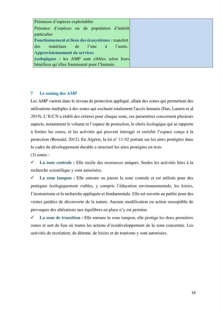 Les défis de gestion des aires marines et côtières protégées: cas d\'étude de Mont Chenoua/Anses de Kouali