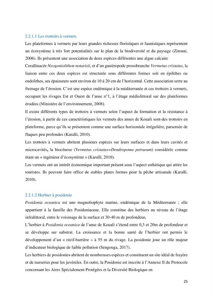 Les défis de gestion des aires marines et côtières protégées: cas d\'étude de Mont Chenoua/Anses de Kouali