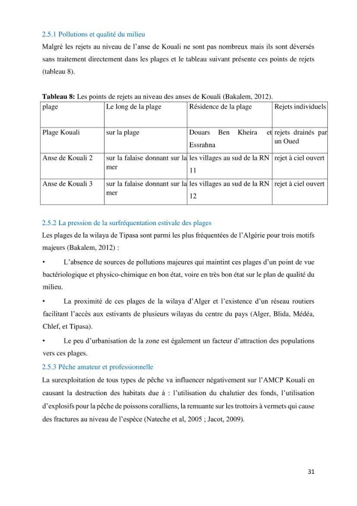 Les défis de gestion des aires marines et côtières protégées: cas d\'étude de Mont Chenoua/Anses de Kouali
