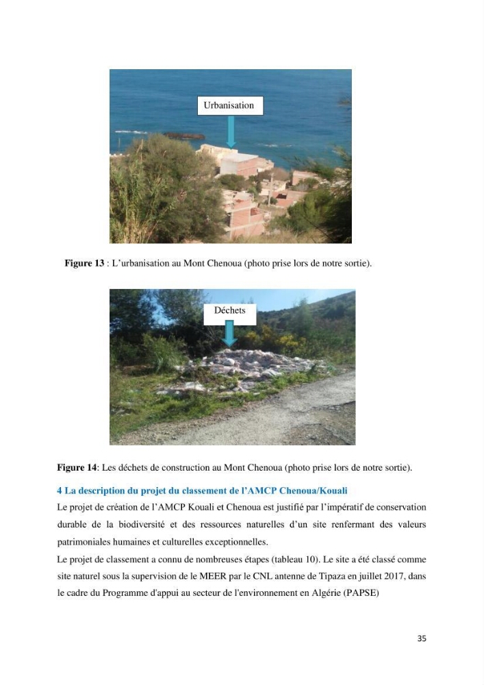 Les défis de gestion des aires marines et côtières protégées: cas d\'étude de Mont Chenoua/Anses de Kouali