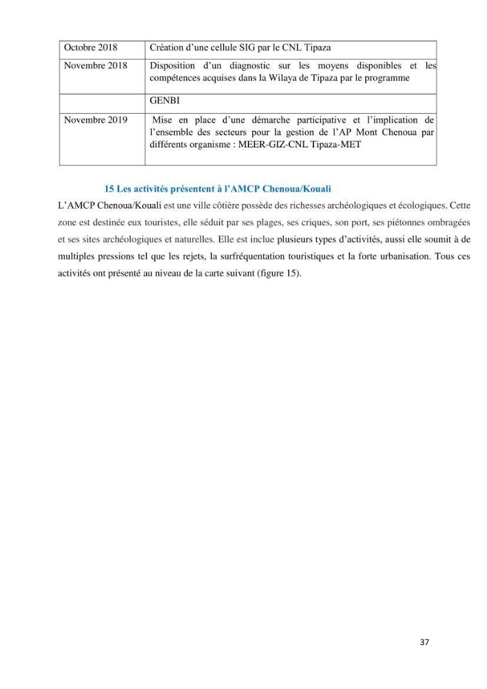 Les défis de gestion des aires marines et côtières protégées: cas d\'étude de Mont Chenoua/Anses de Kouali