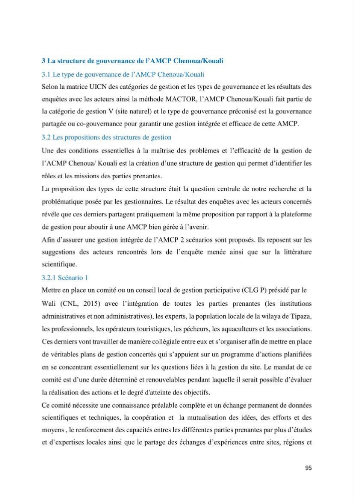 Les défis de gestion des aires marines et côtières protégées: cas d\'étude de Mont Chenoua/Anses de Kouali