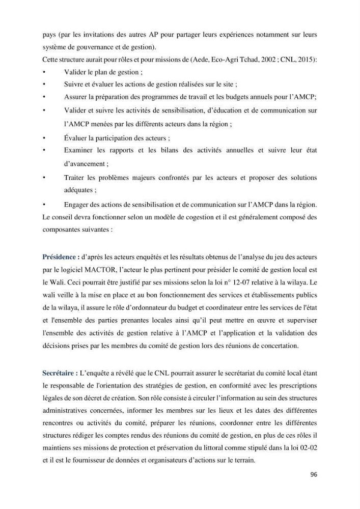 Les défis de gestion des aires marines et côtières protégées: cas d\'étude de Mont Chenoua/Anses de Kouali