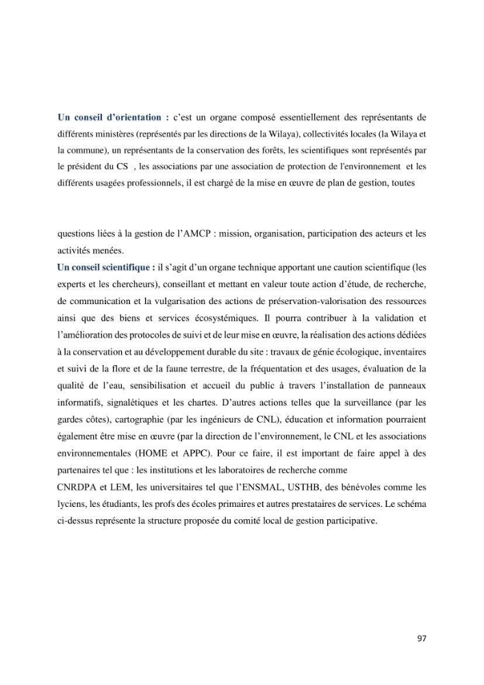 Les défis de gestion des aires marines et côtières protégées: cas d\'étude de Mont Chenoua/Anses de Kouali