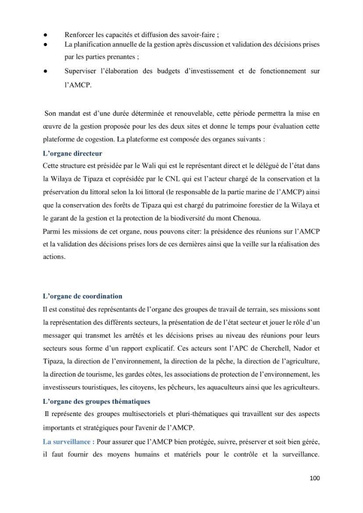 Les défis de gestion des aires marines et côtières protégées: cas d\'étude de Mont Chenoua/Anses de Kouali
