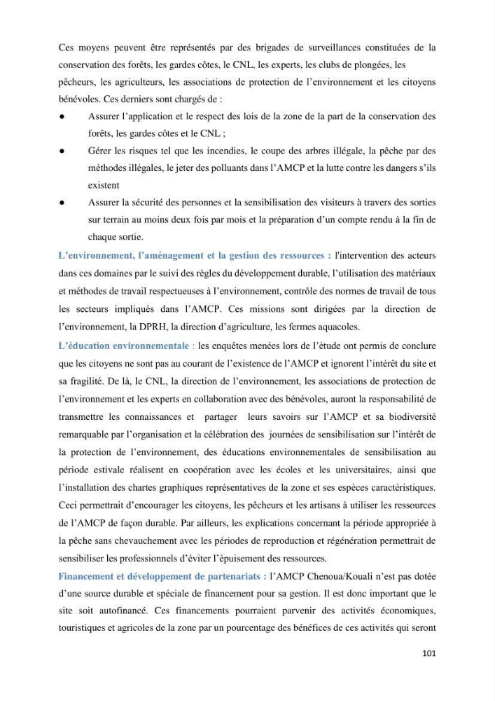 Les défis de gestion des aires marines et côtières protégées: cas d\'étude de Mont Chenoua/Anses de Kouali