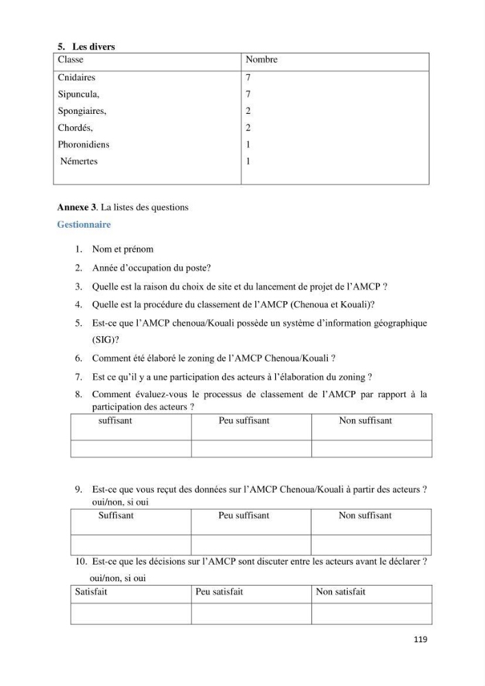 Les défis de gestion des aires marines et côtières protégées: cas d\'étude de Mont Chenoua/Anses de Kouali