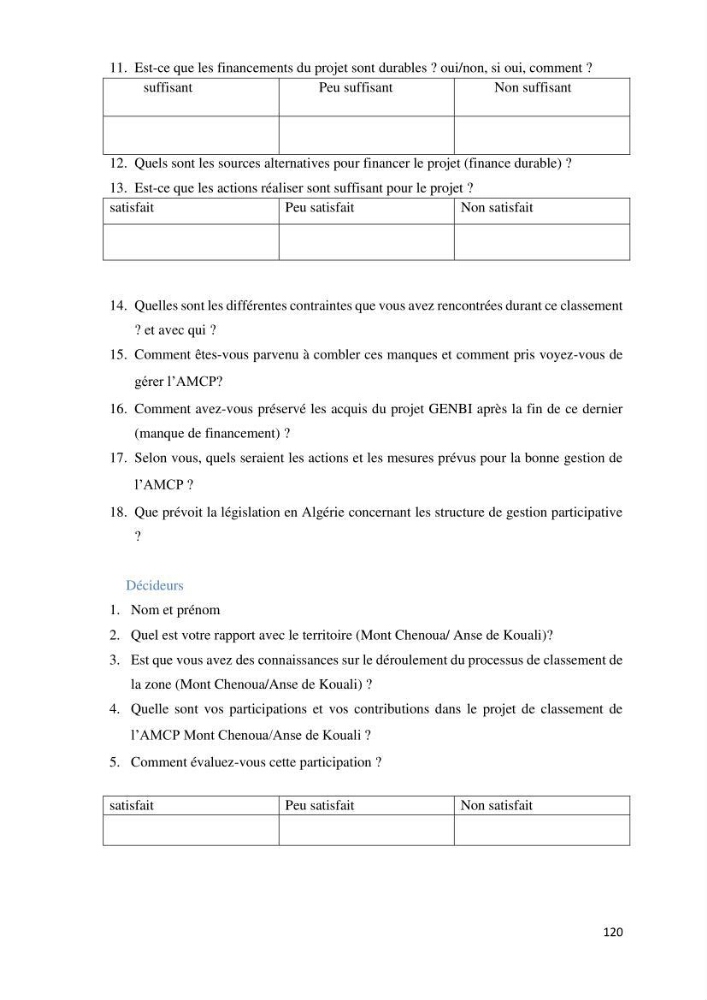 Les défis de gestion des aires marines et côtières protégées: cas d\'étude de Mont Chenoua/Anses de Kouali