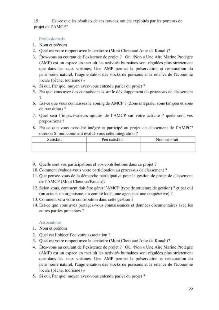 Les défis de gestion des aires marines et côtières protégées: cas d\'étude de Mont Chenoua/Anses de Kouali