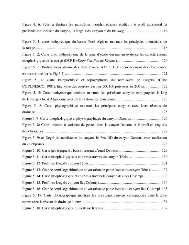 Evaluation géomorphologique de la marge continentale Ouest Algérienne (Oran - Ténés )