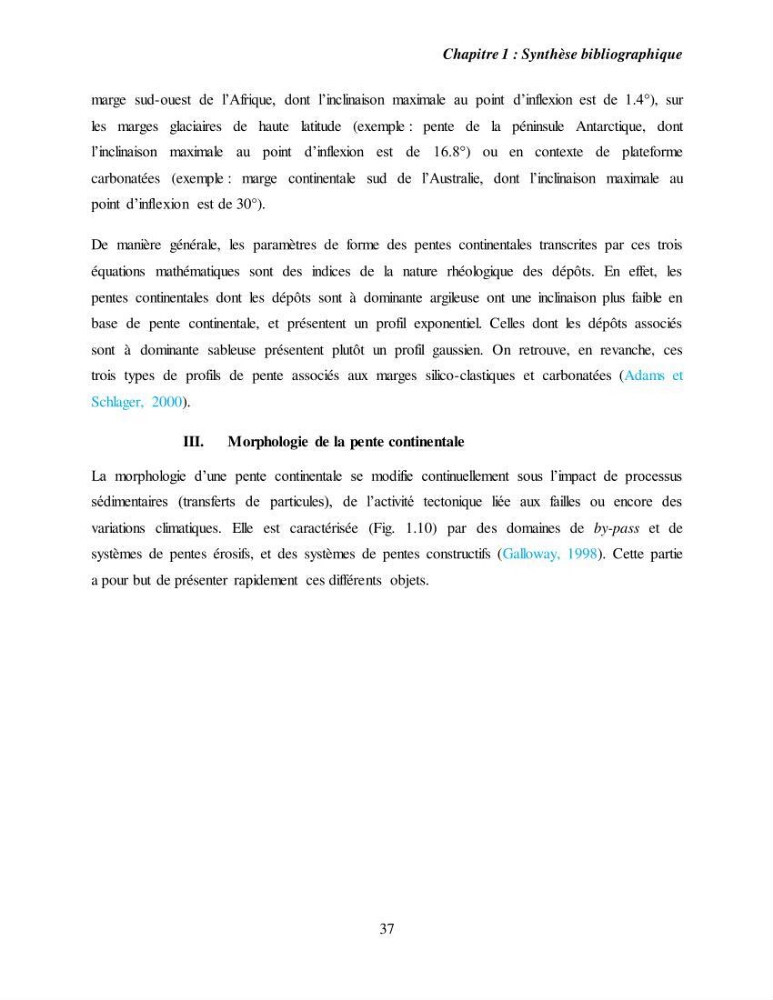 Evaluation géomorphologique de la marge continentale Ouest Algérienne (Oran - Ténés )