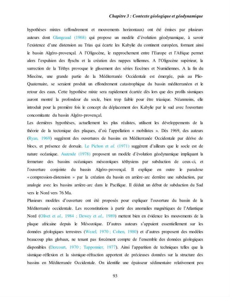 Evaluation géomorphologique de la marge continentale Ouest Algérienne (Oran - Ténés )