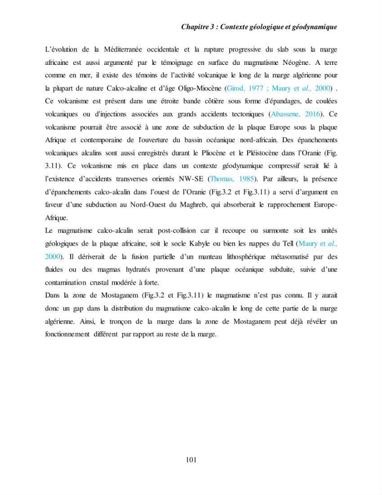 Evaluation géomorphologique de la marge continentale Ouest Algérienne (Oran - Ténés )