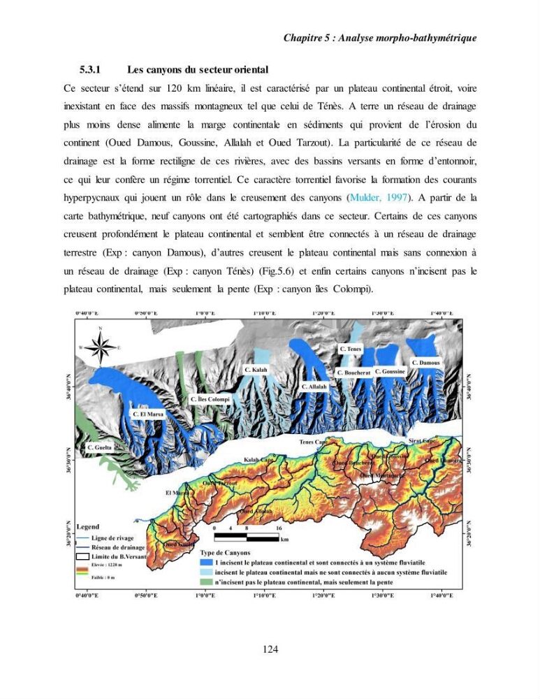 Evaluation géomorphologique de la marge continentale Ouest Algérienne (Oran - Ténés )