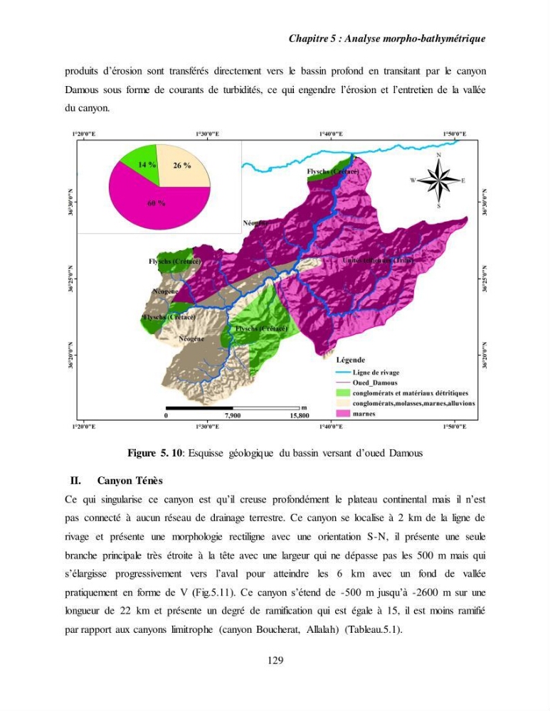 Evaluation géomorphologique de la marge continentale Ouest Algérienne (Oran - Ténés )