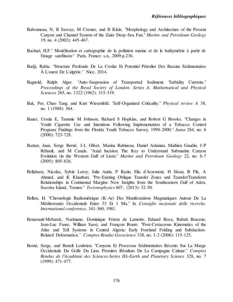 Evaluation géomorphologique de la marge continentale Ouest Algérienne (Oran - Ténés )