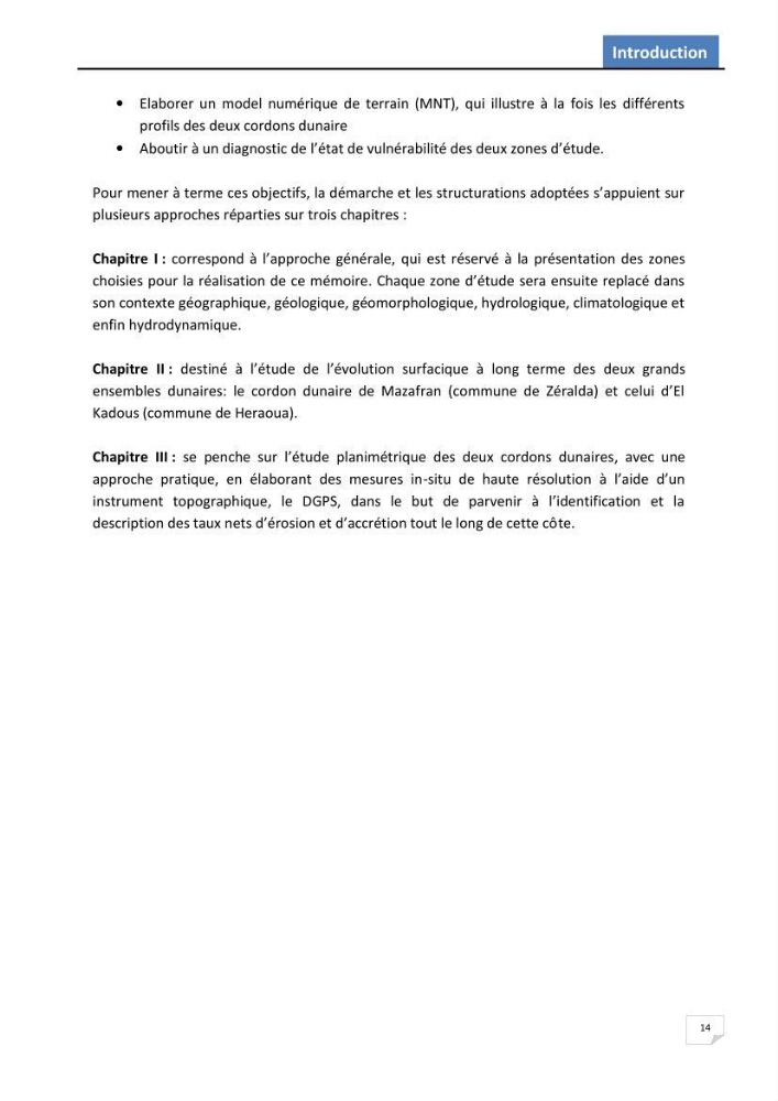 Etude des écosystèmes dunaires algérois : études comparative entre les deux ensembles dunaires du Mazafran et d\'EL Kadous