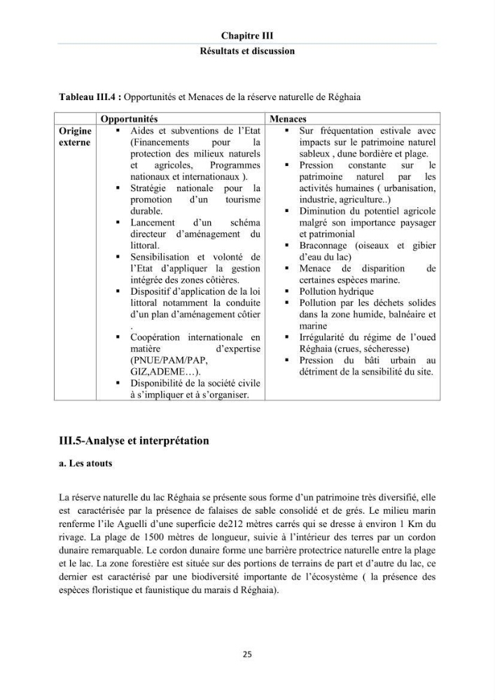 Enquête - diagnostic sur les enjeux GIZC autour du lac de Réghaia