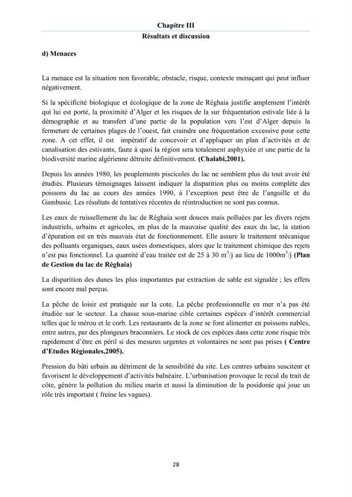 Enquête - diagnostic sur les enjeux GIZC autour du lac de Réghaia