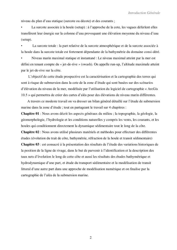 Etude de la vulnérabilité de la région de Bou-Ismail: recours à la modélisation pour l\'étude de la submersion marine