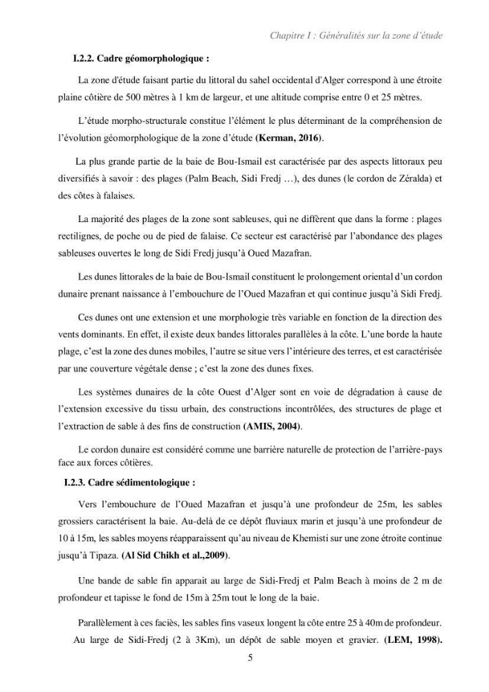 Etude de la vulnérabilité de la région de Bou-Ismail: recours à la modélisation pour l\'étude de la submersion marine