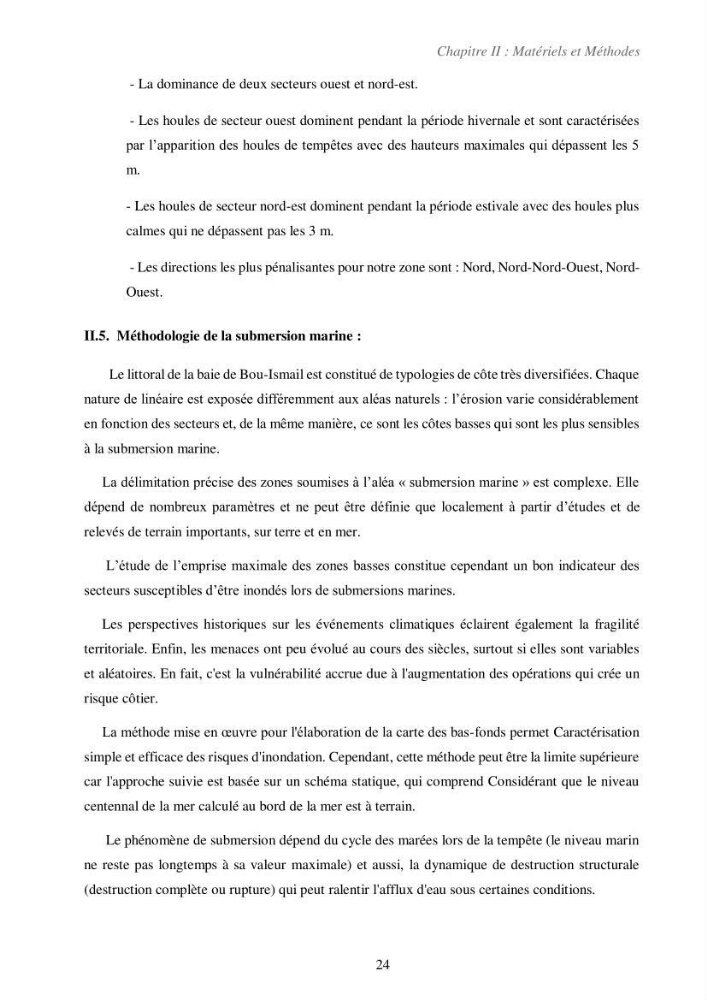 Etude de la vulnérabilité de la région de Bou-Ismail: recours à la modélisation pour l\'étude de la submersion marine