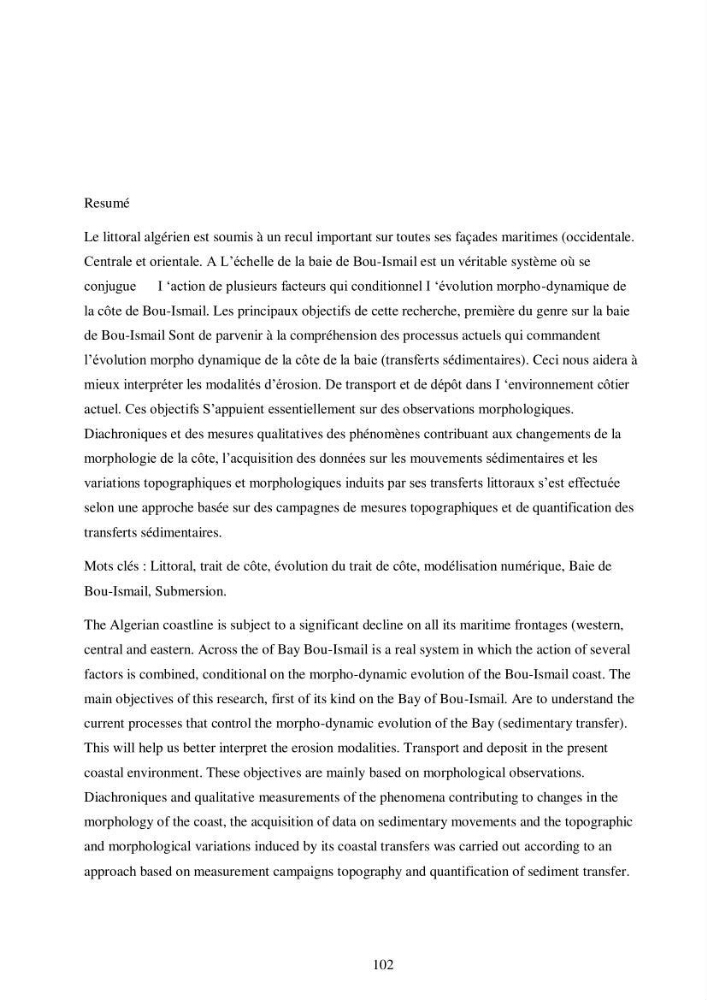 Etude de la vulnérabilité de la région de Bou-Ismail: recours à la modélisation pour l\'étude de la submersion marine