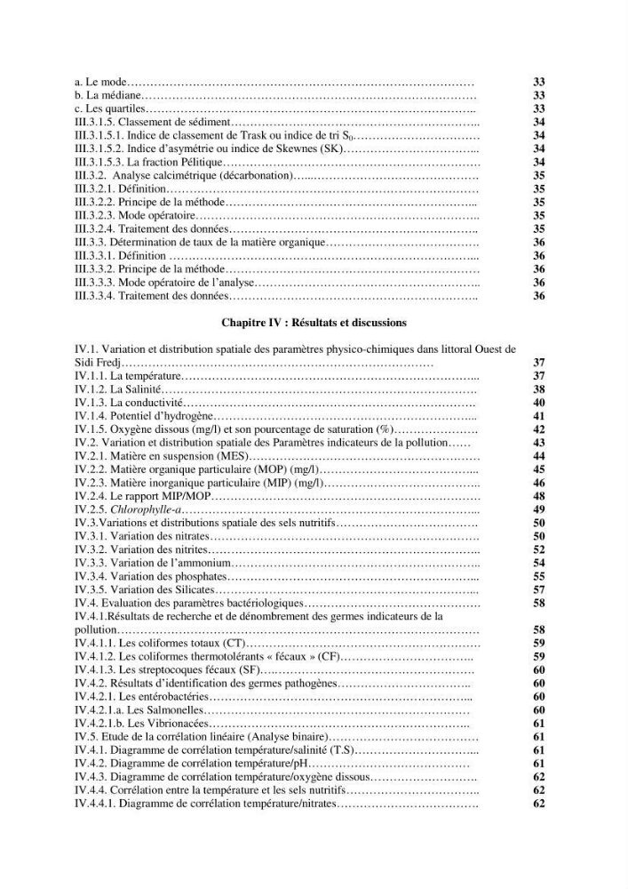 Diagnostic et paramètre environnementaux du littoral ouest de Sidi Fredj
