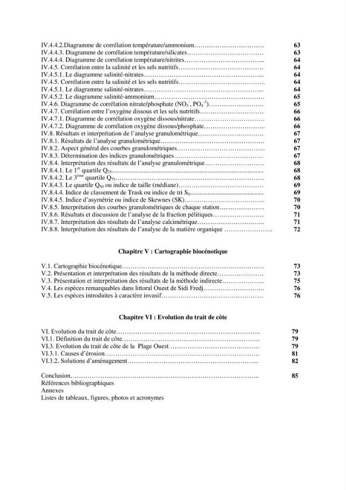 Diagnostic et paramètre environnementaux du littoral ouest de Sidi Fredj