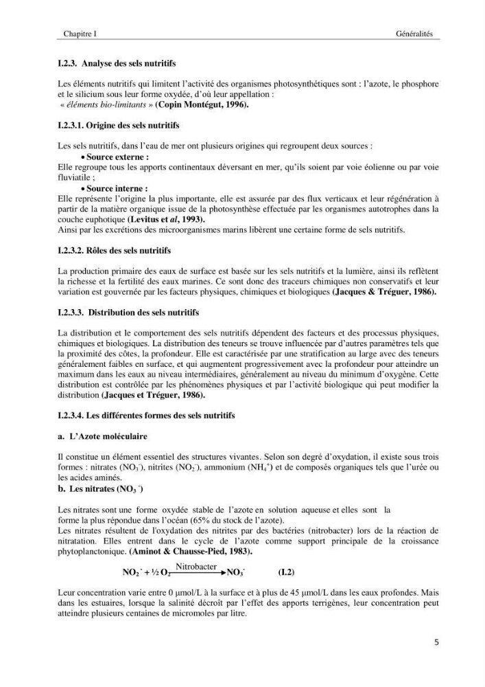 Diagnostic et paramètre environnementaux du littoral ouest de Sidi Fredj