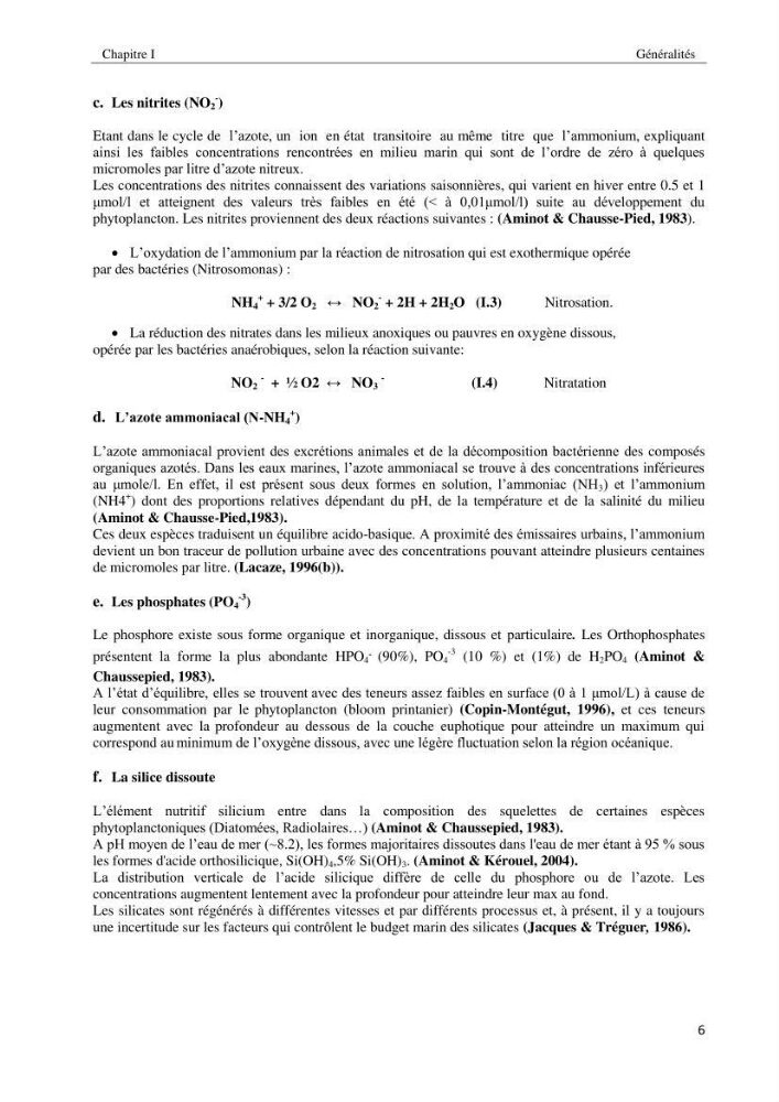 Diagnostic et paramètre environnementaux du littoral ouest de Sidi Fredj