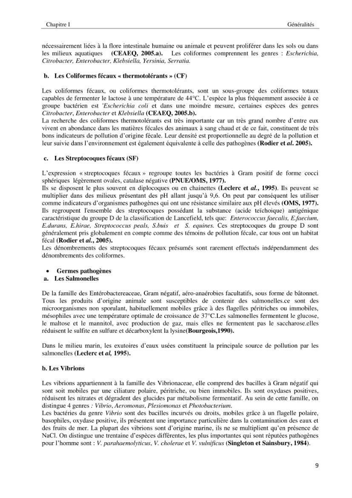 Diagnostic et paramètre environnementaux du littoral ouest de Sidi Fredj